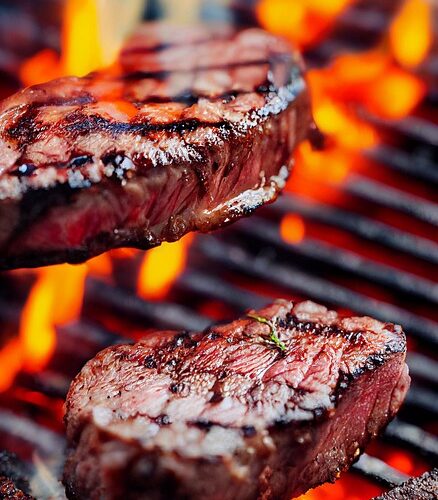 Filete de carne en un asador